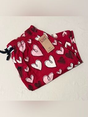 NWT.  Men's Lazy One Red Heart Pajama Shorts.